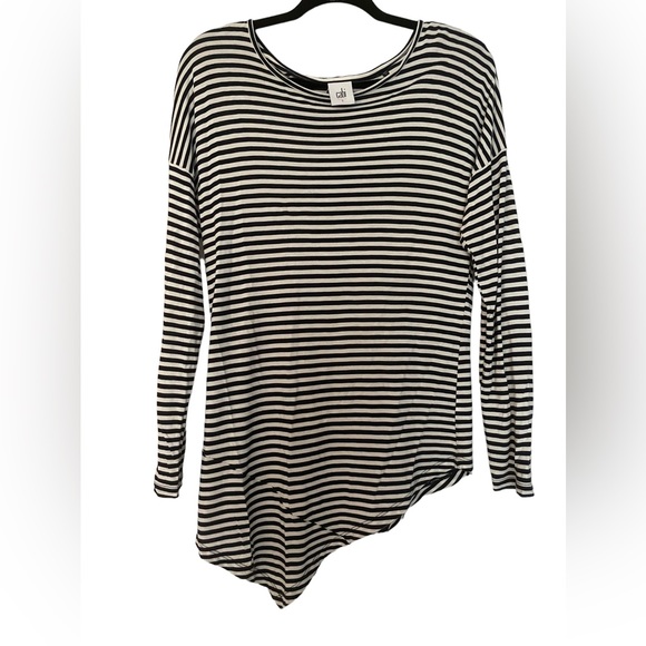 CAbi Boat Stripes Navy/White Nautical Asymmetrical Long Sleeve Tee - Picture 6 of 9